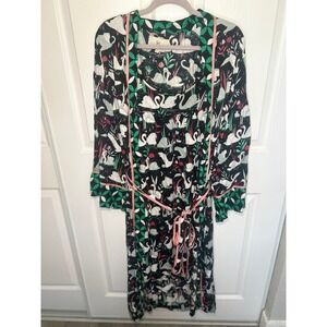 Printfresh Robe Nightgown Set Enchanted Swans L/XL 1X Black Whimsical Loungewear